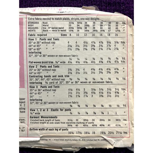 Simplicity 9578 dress top pants pattern 1970s size 14 - Picture 5 of 5